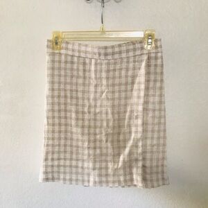 Max Studio Beige Checkered Mini Skirt